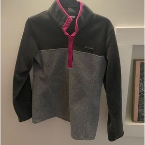Cozy Colour-block Columbia fleece pullover Grey and Pink